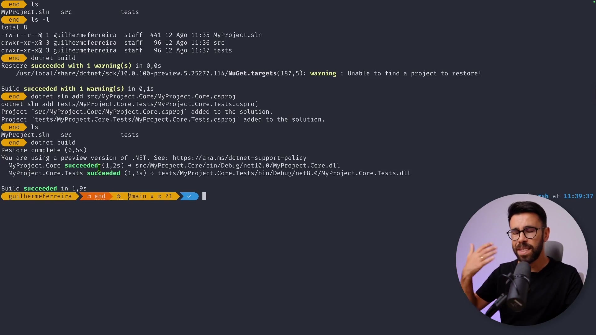 Executing dotnet test and seeing successful results