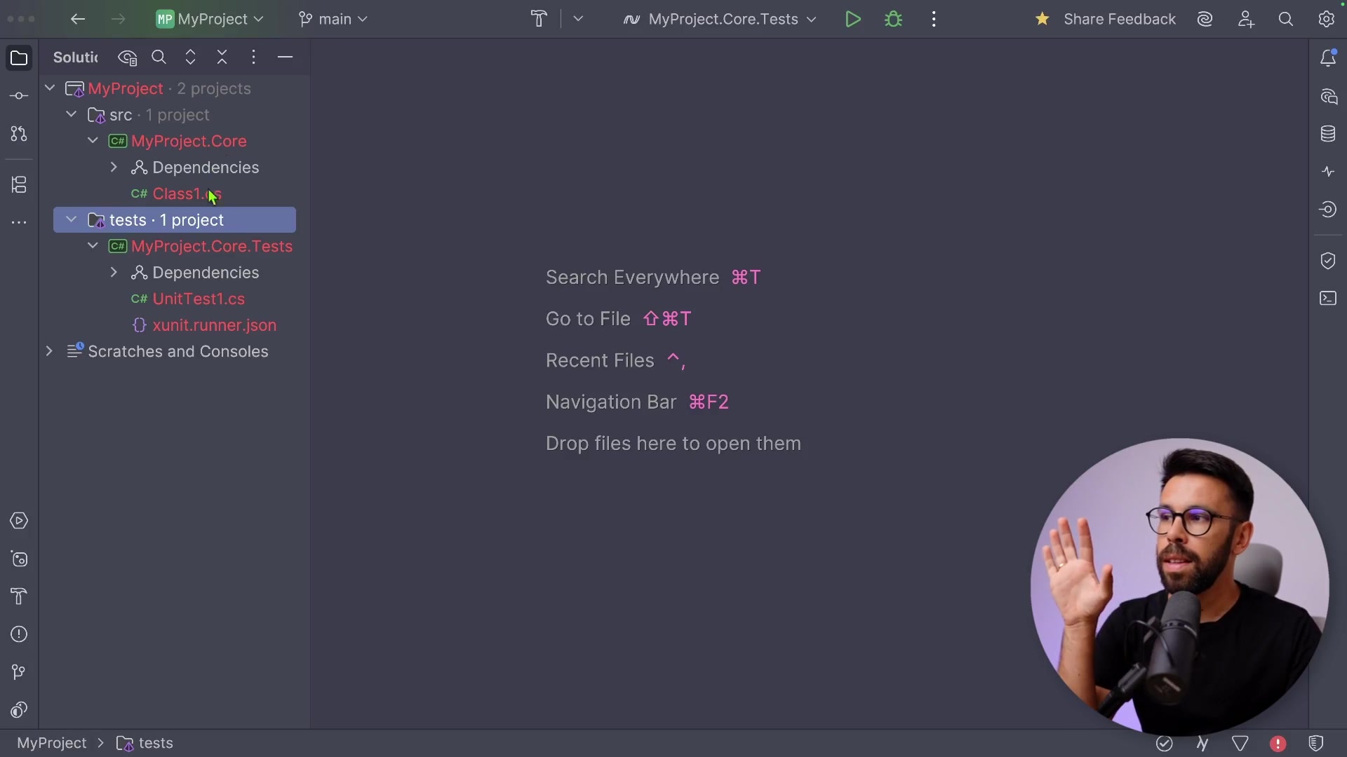A basic unit test file showing the Fact attribute