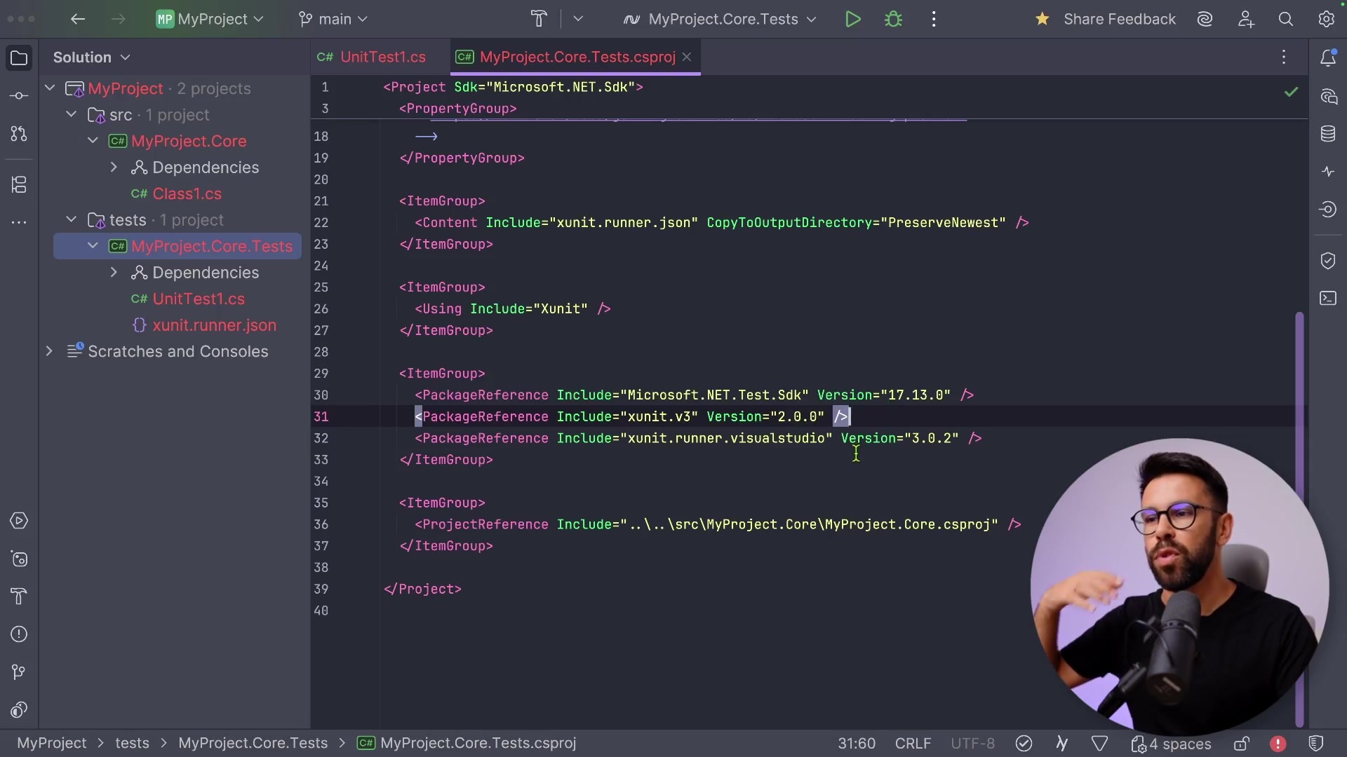 Enabling the Testing Platform support in JetBrains Rider settings